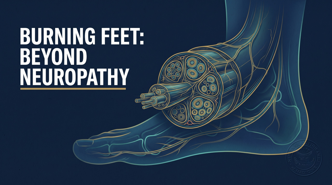 Burning feet causes beyond neuropathy — anatomical peripheral nerve cross-section illustrating the small sensory fibers involved — DrFitzNutrition.com