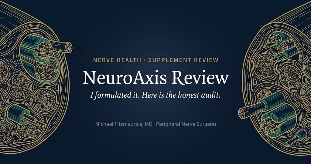 Peripheral nerve cross-section showing axons and myelin sheath, illustrating the nerve structures the NeuroAxis supplement formula is built around — DrFitzNutrition.com