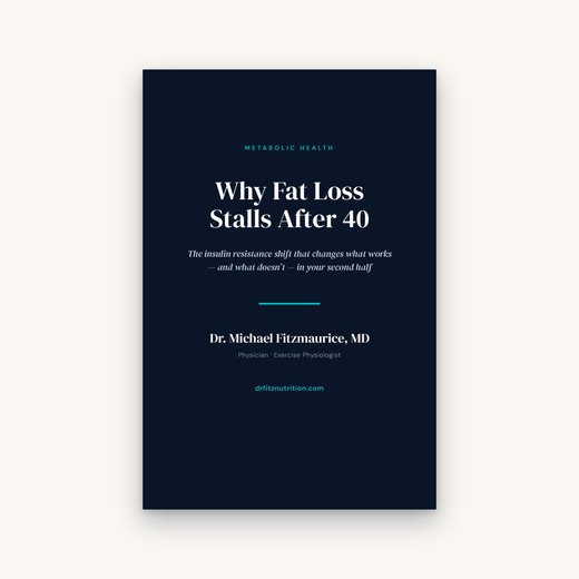 Cover of Why Fat Loss Stalls After 40, a metabolic health guide by Michael Fitzmaurice, MD