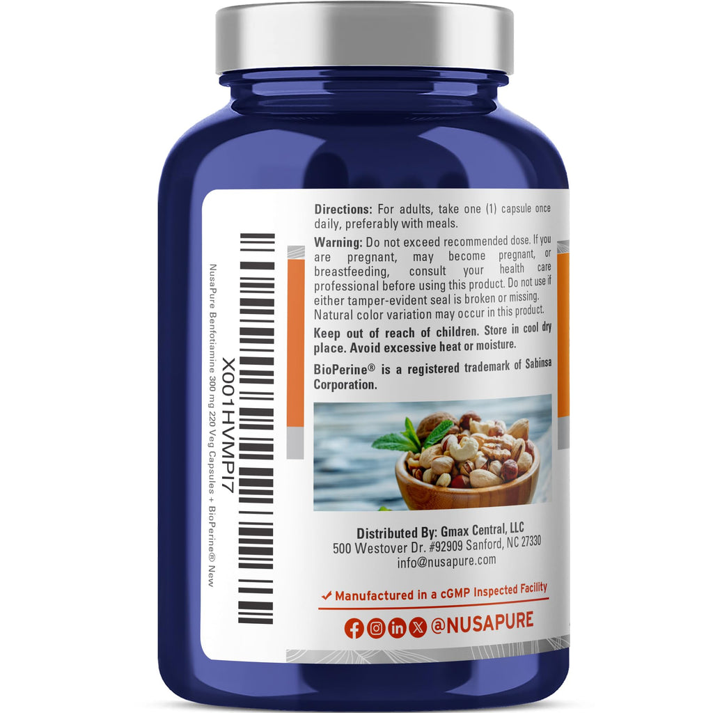 Benfotiamine 300 mg – 220 Veggie Capsules (220-Day Supply)