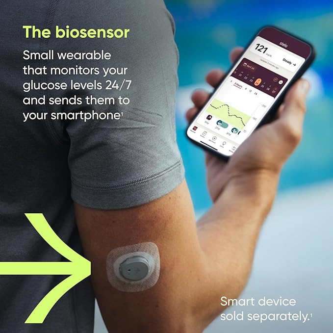 Dexcom Stelo Glucose Biosensor – 2 Pack (30 Days of Continuous Glucose Data)