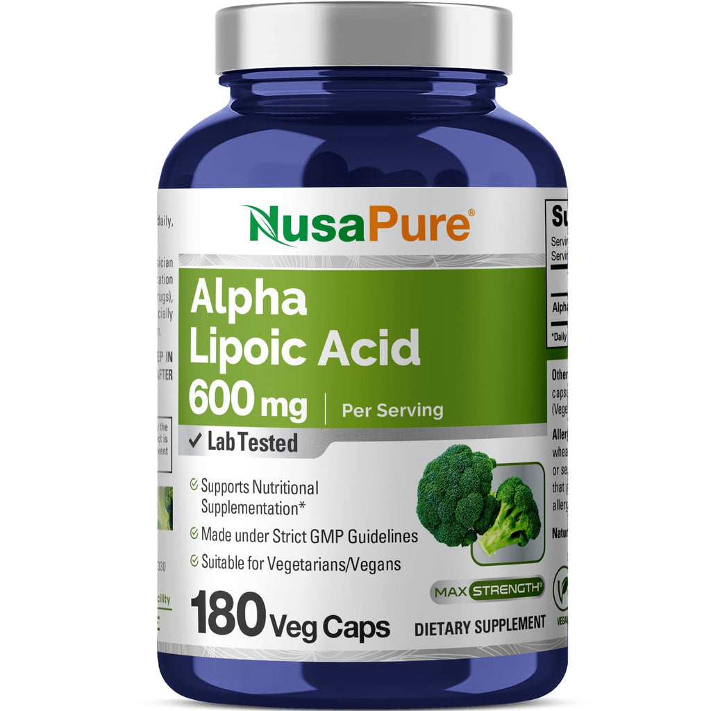 Alpha Lipoic Acid 600 mg – 180 Veggie Capsules (90-Day Supply)