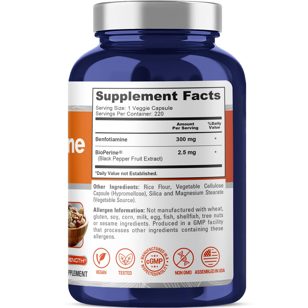 Benfotiamine 300 mg – 220 Veggie Capsules (220-Day Supply)